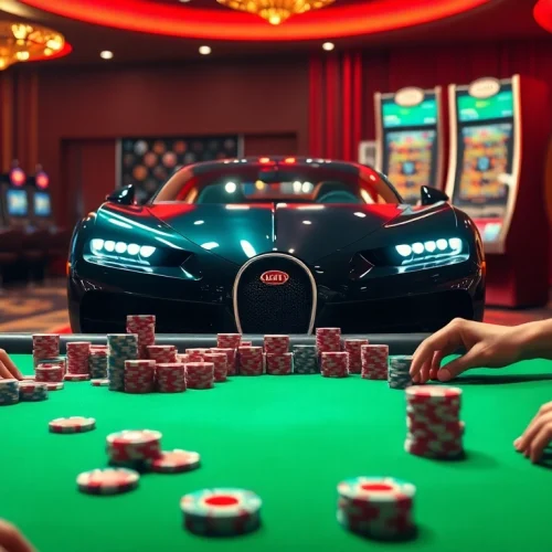 Experience high-stakes gaming with Bugatti8 at a vibrant casino table featuring active gameplay.