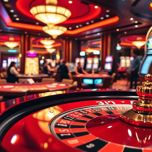 Experience dynamic gaming action at 3king's vibrant casino tables with flashing lights and eager players.