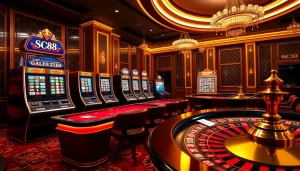 Exciting gaming experience on Trang chủ SC88 with vibrant slot machines and roulette tables