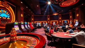 Action-packed gambling scene at Nhà Cái RR88 with a roulette wheel and engaged players.