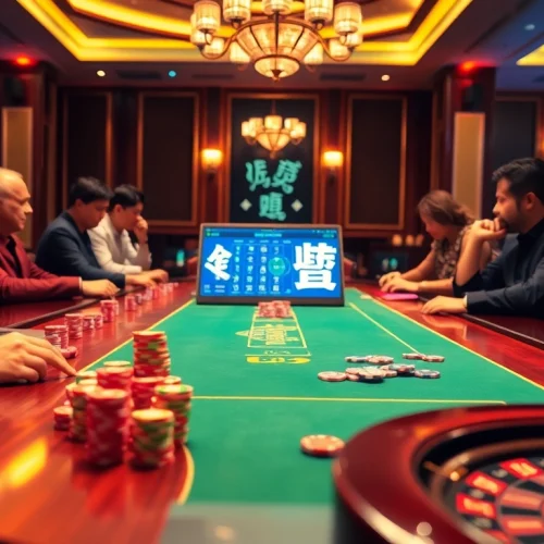Engaging casino scene showcasing 소액결제 options at a vibrant playing table.
