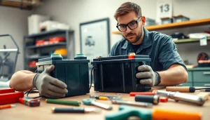 Learn how to charge golf cart batteries safely in a well-equipped workshop.
