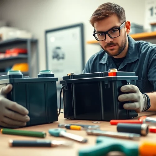 Learn how to charge golf cart batteries safely in a well-equipped workshop.
