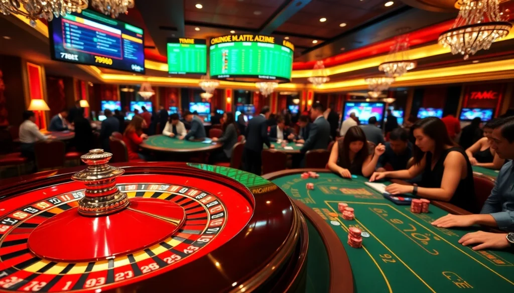 Experience thrilling gaming excitement at 789BET with vibrant casino tables and lively players.