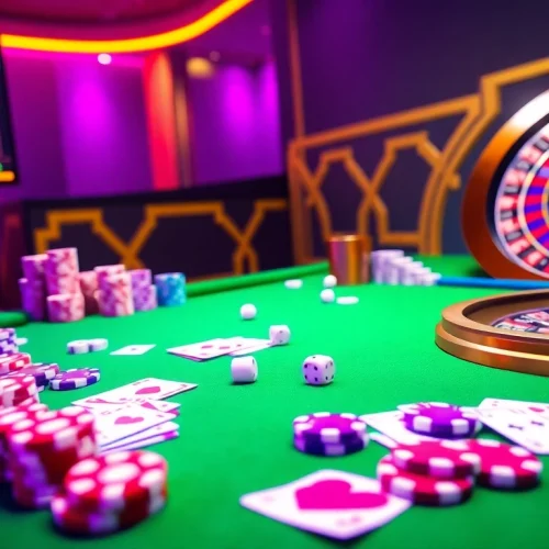 Experience the excitement of F8bet with vibrant casino visuals showcasing chips, cards, and betting odds.