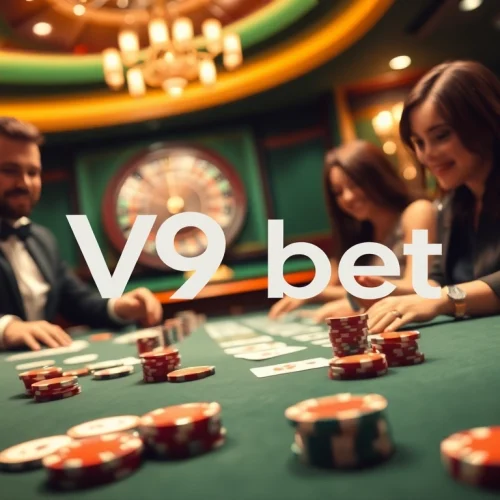 Join the excitement of V9 bet as players strategize at vibrant casino tables.