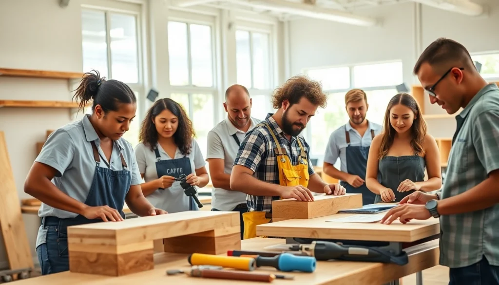 Students practicing skills at hawaii trade schools, focusing on carpentry, plumbing, and electrical work.