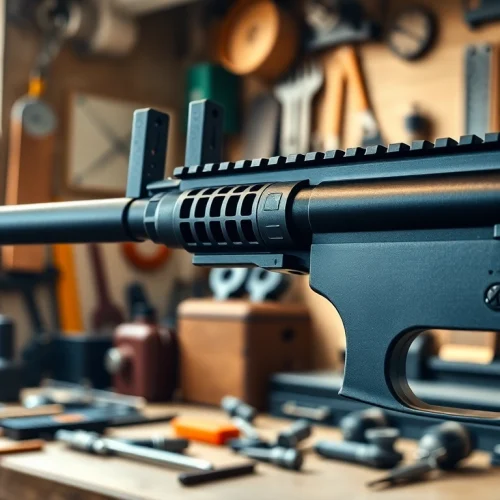 Showcasing the ar15 super safety trigger mechanism in a tactical workspace highlighting quality.