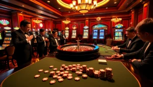 Experience the excitement of Thabet with players winning at a luxurious casino table.
