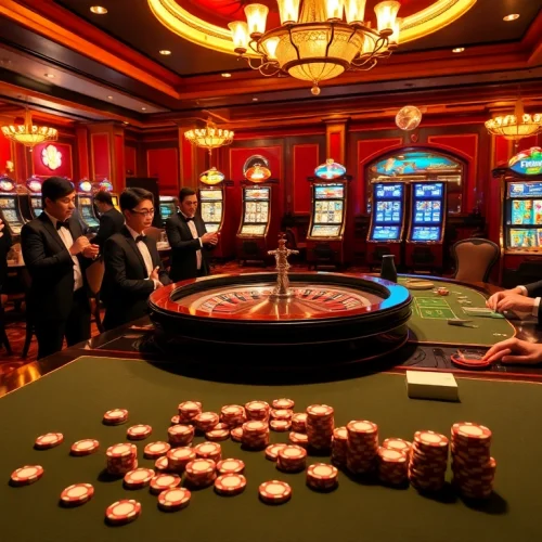 Experience the excitement of Thabet with players winning at a luxurious casino table.