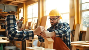 Experience a Carpentry Apprenticeship Near Me featuring skilled craftsmen in a vibrant workshop.