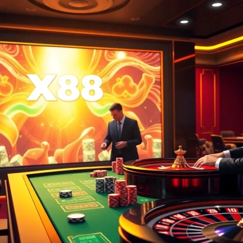 Experience the thrill of winning with XX 88 in a glamorous online casino environment showcasing vibrant games and strategic gameplay.
