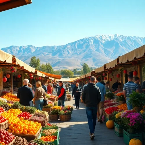 View a vibrant marketplace scene in Almaty, Kazakhstan, representing cultural heritage at https://albmaftoh.com.