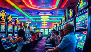 Menggunakan slot depo 1k dalam suasana permainan kasino yang meriah dan penuh energi.