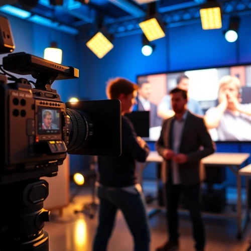 Video Production Company Phoenix team creating a dynamic video in a modern studio environment.