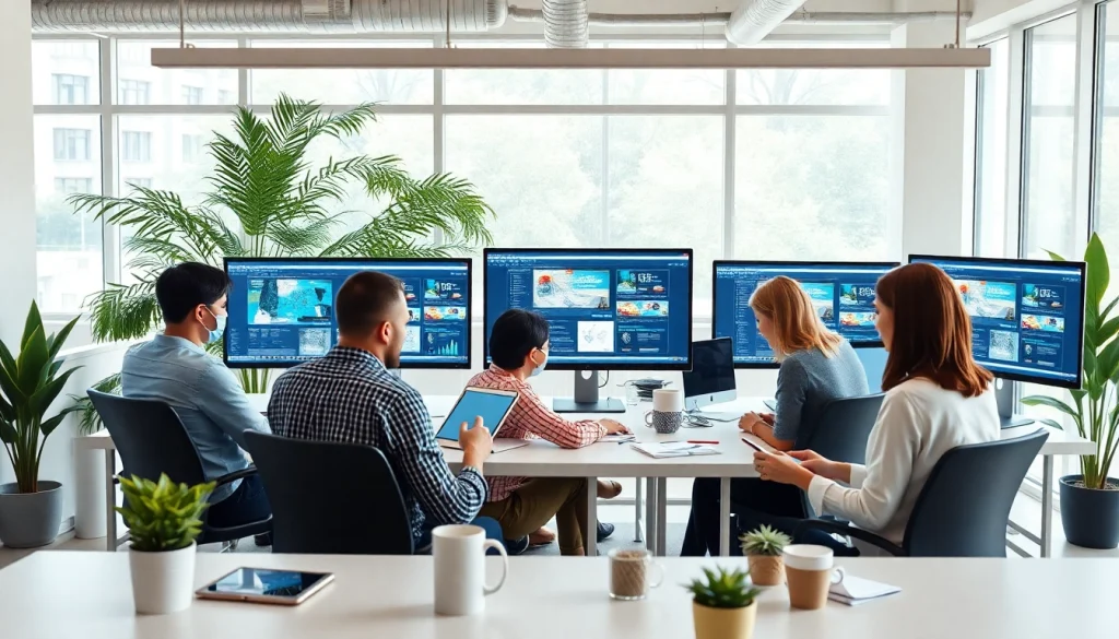 Professional web design team collaborating on innovative solutions, showcasing Thiết kế website.