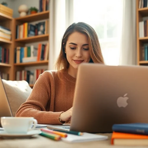 Engaging writing scene on https://giveaways4mom.com showcasing a lifestyle blogger's workspace.