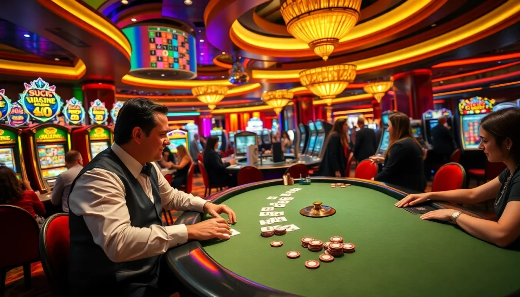 Experience Tha bet thrills at a luxurious casino with vibrant games and excited players.