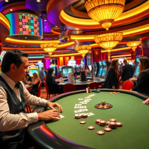 Experience Tha bet thrills at a luxurious casino with vibrant games and excited players.