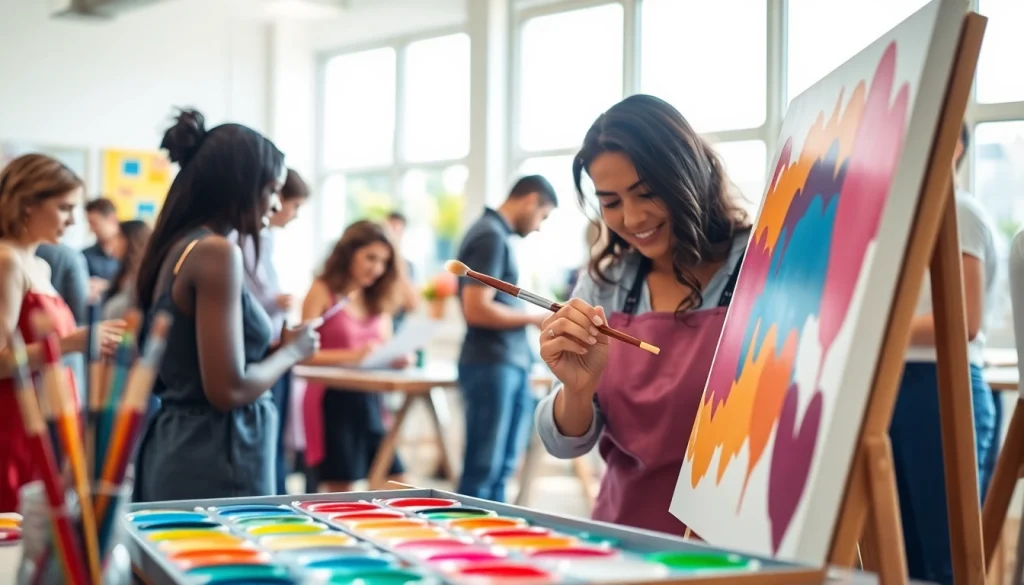 Engaging acrylic painting workshop experience at https://acrylicpedia.com showcasing vibrant creativity.