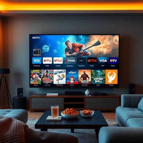 Stream IPTV channels effortlessly with https://bosstv.ca in a modern home entertainment setup.