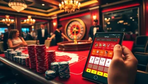 Người chơi đang tận hưởng một trò chơi đầy hồi hộp tại bàn casino của Betvip với những chiếc chip poker và vòng roulette rực rỡ.