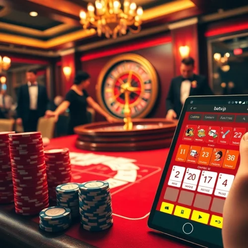 Người chơi đang tận hưởng một trò chơi đầy hồi hộp tại bàn casino của Betvip với những chiếc chip poker và vòng roulette rực rỡ.