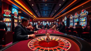Experience the thrill of EV88 with players engaging at a glamorous casino table, showcasing luxury and excitement.