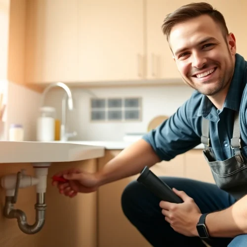 Fixing a leak in a kitchen sink by a plumber from https://speedyservicestoday.com.au showcasing professionalism.