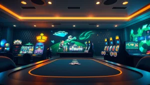 Experience the vibrant gaming atmosphere at https://thabet.college/ with dynamic visuals of poker and slots.