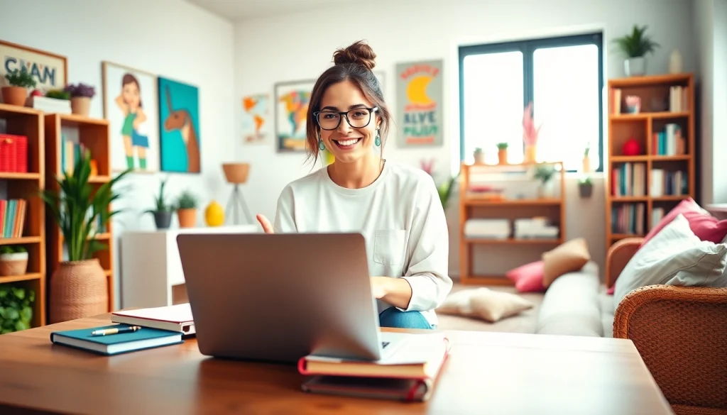 Engaging photo of a UK Lifestyle Blog setup with vibrant decor and a cozy workspace.