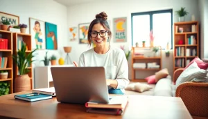 Engaging photo of a UK Lifestyle Blog setup with vibrant decor and a cozy workspace.