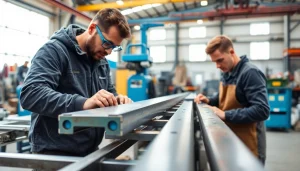 Steel fabricators near me showcase intricate metalwork in a bright industrial workshop.