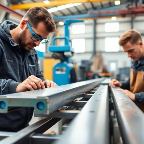 Steel fabricators near me showcase intricate metalwork in a bright industrial workshop.