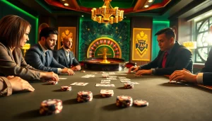 Players strategizing around a poker table with 7m.cn insights enhancing the gambling experience.