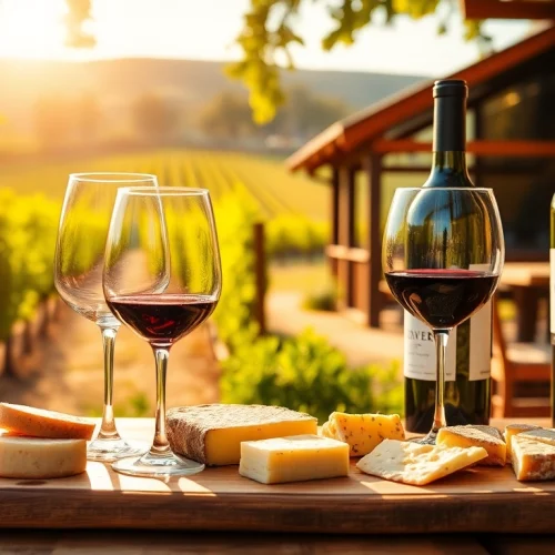 Enjoying a wine tasting experience at a beautiful Winery Sacramento with artisan cheese.