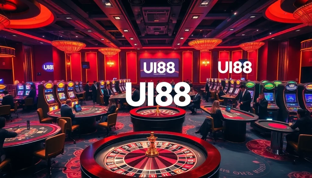 Experience the thrill at UU88 with a luxurious, vibrant casino scene featuring games and excitement.