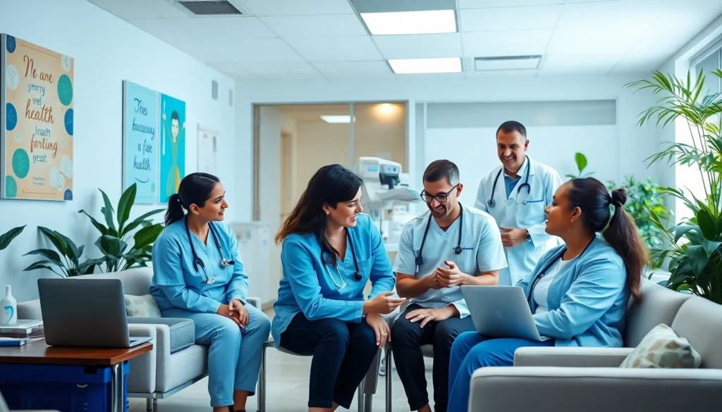 Healthcare professionals helping patients at https://www.medexdtc.com in a friendly clinic setting.