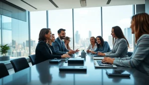 Showcase of business automation experts near me collaborating in a modern office setting.