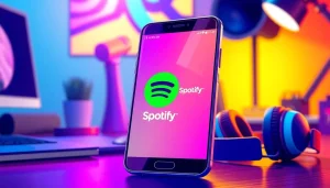 Download and explore the Spotify mod apk with premium features on a smartphone interface.