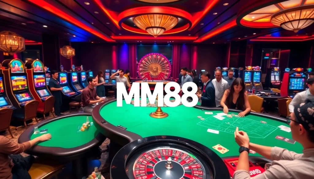 Experience the thrill of gaming at MM88 with vibrant casino tables and exciting betting action.