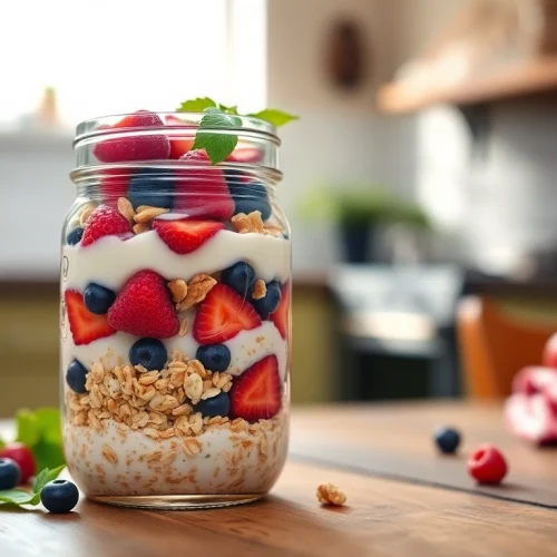 Enjoy a healthy breakfast with the vibrant parfait from https://masonjarbreakfast.com.
