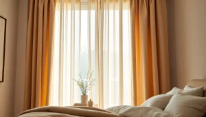 Verduisterende gordijnen creëren een prachtige sfeer in de slaapkamer.