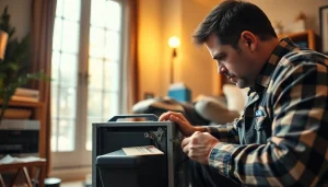 Furnace repair beekman ny by a skilled technician in a warm living room setting.