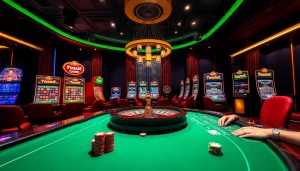 Experience thrilling online gambling with 7upbet's rich casino scene, featuring roulette wheels and vibrant slot machines.