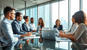 Hire experienced B2B sales professionals collaborating in a modern office.