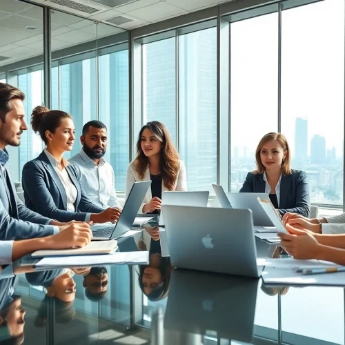 Hire experienced B2B sales professionals collaborating in a modern office.