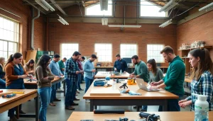 Students learning in a Trade School Tennessee classroom with engaged hands-on activities.