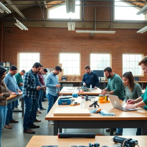 Students learning in a Trade School Tennessee classroom with engaged hands-on activities.