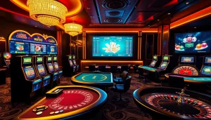 Xem tỷ số trực tuyến 7m with vibrant casino tables and exciting live scores display.